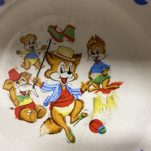 Wood and Sons Child's Alphabet Plate, English Ironstone, 1950s Blue Alphabet - Picture 2 of 4